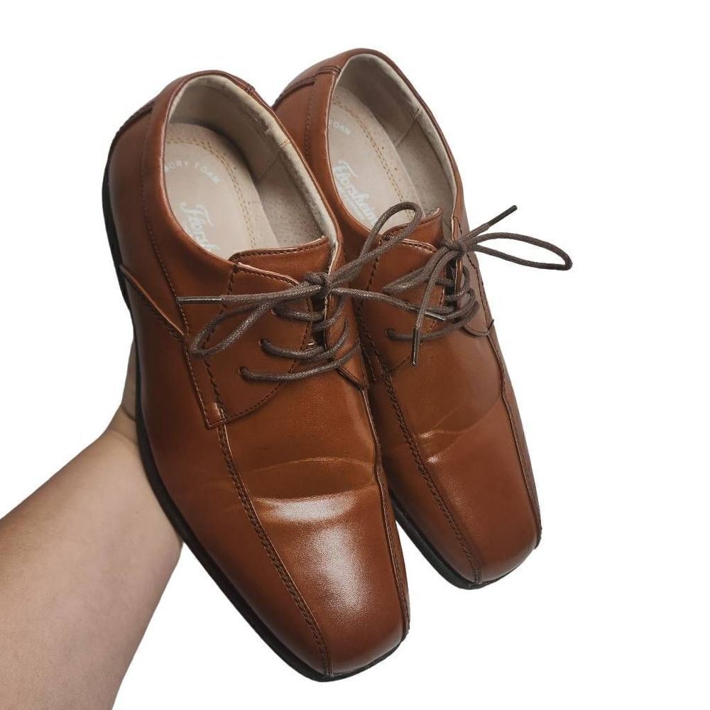 Florsheim Kid's Brown Leather Lace Up Bicycle‎ Toe Oxford Dress Shoes Size 6.5M